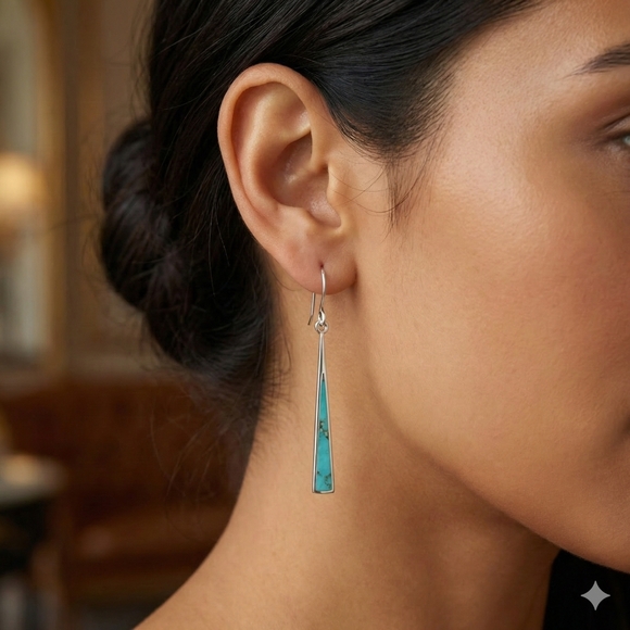 Jewelry - Sterling Silver 925 and Turquoise Drop Earrings